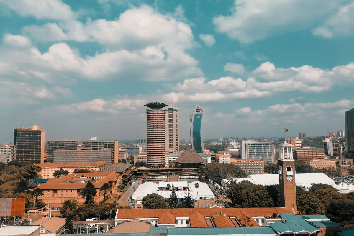 Central Nairobi with the KICC tower and the City Hall clock tower
