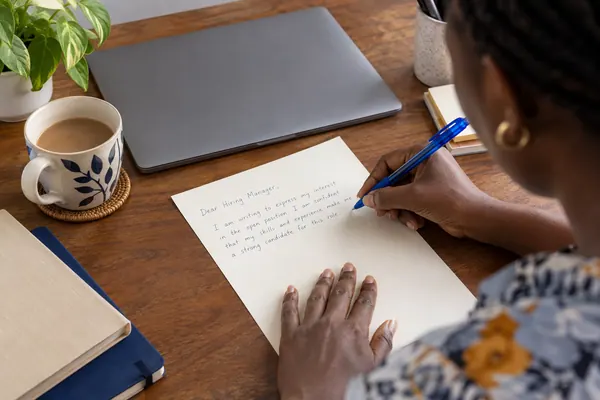 Applicant drafting a cover letter