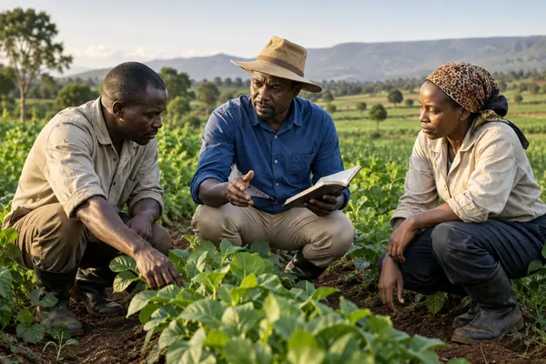 Farm foreman discussing field work
