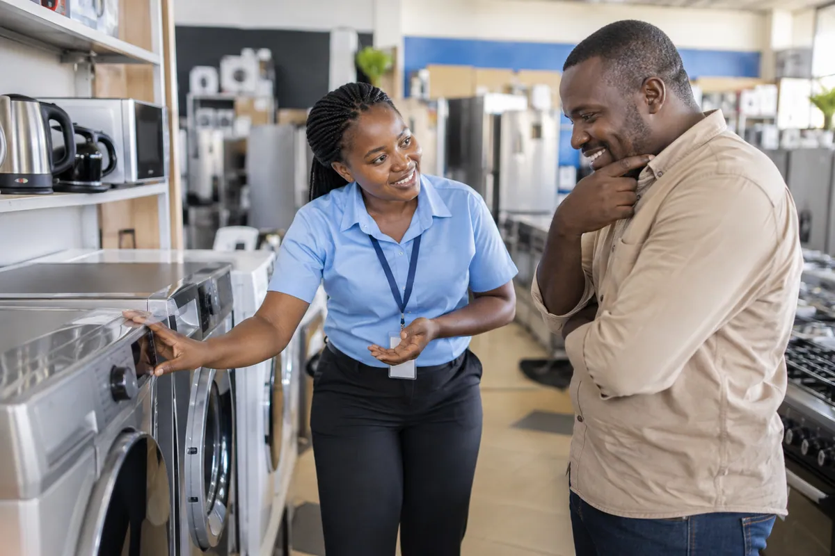 Salesperson assisting a retail customer
