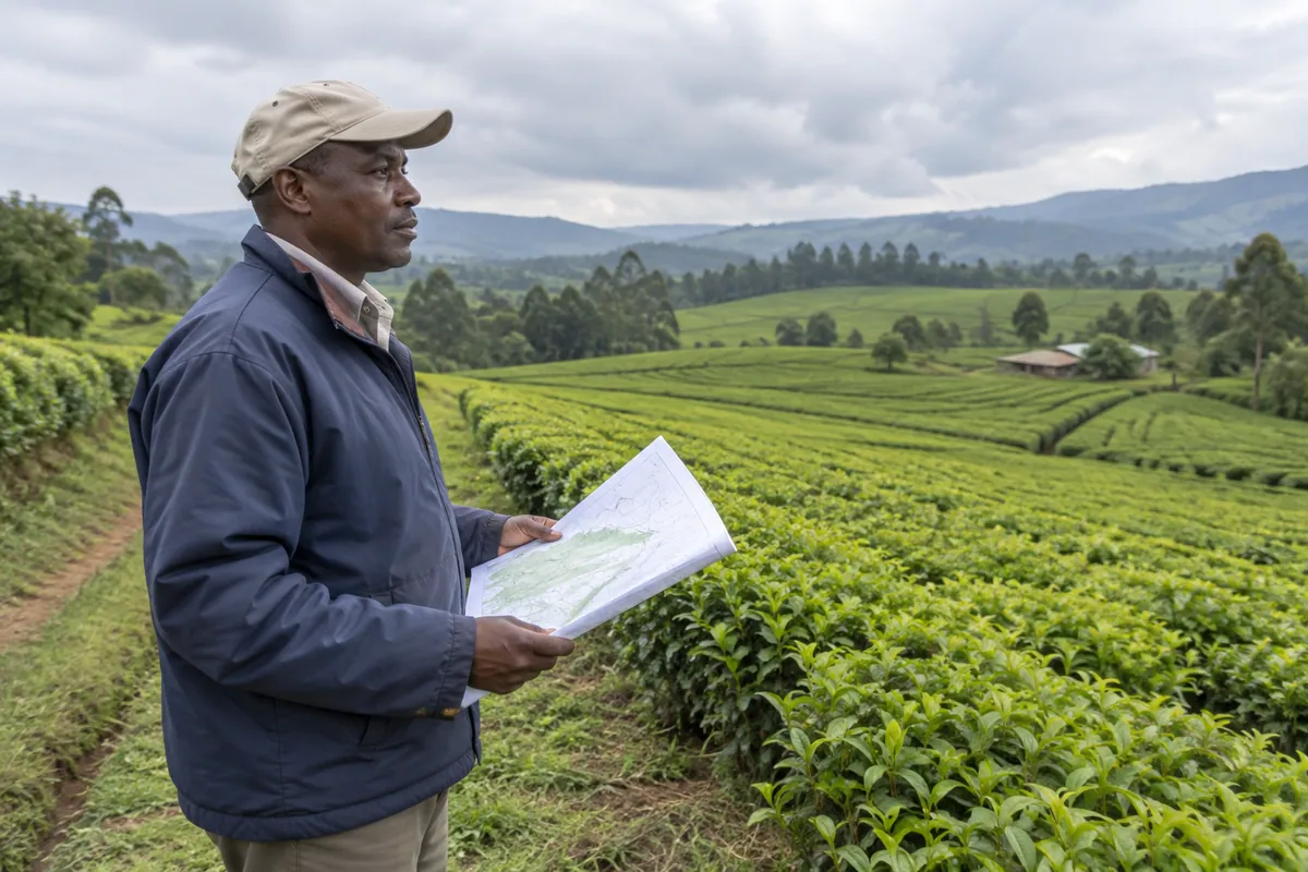 Senior farm supervisor reviewing a field plan