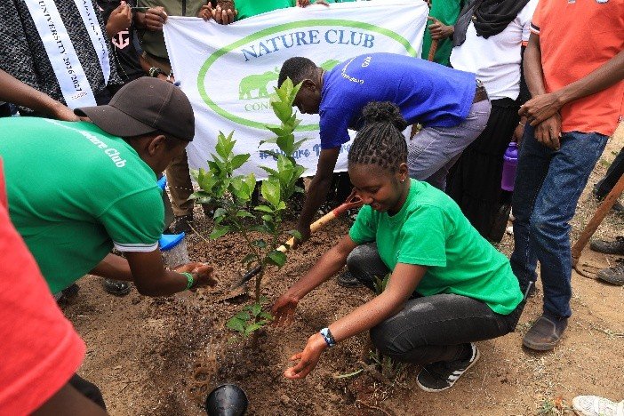 Karatina University Nature Club students planting tree seedlings